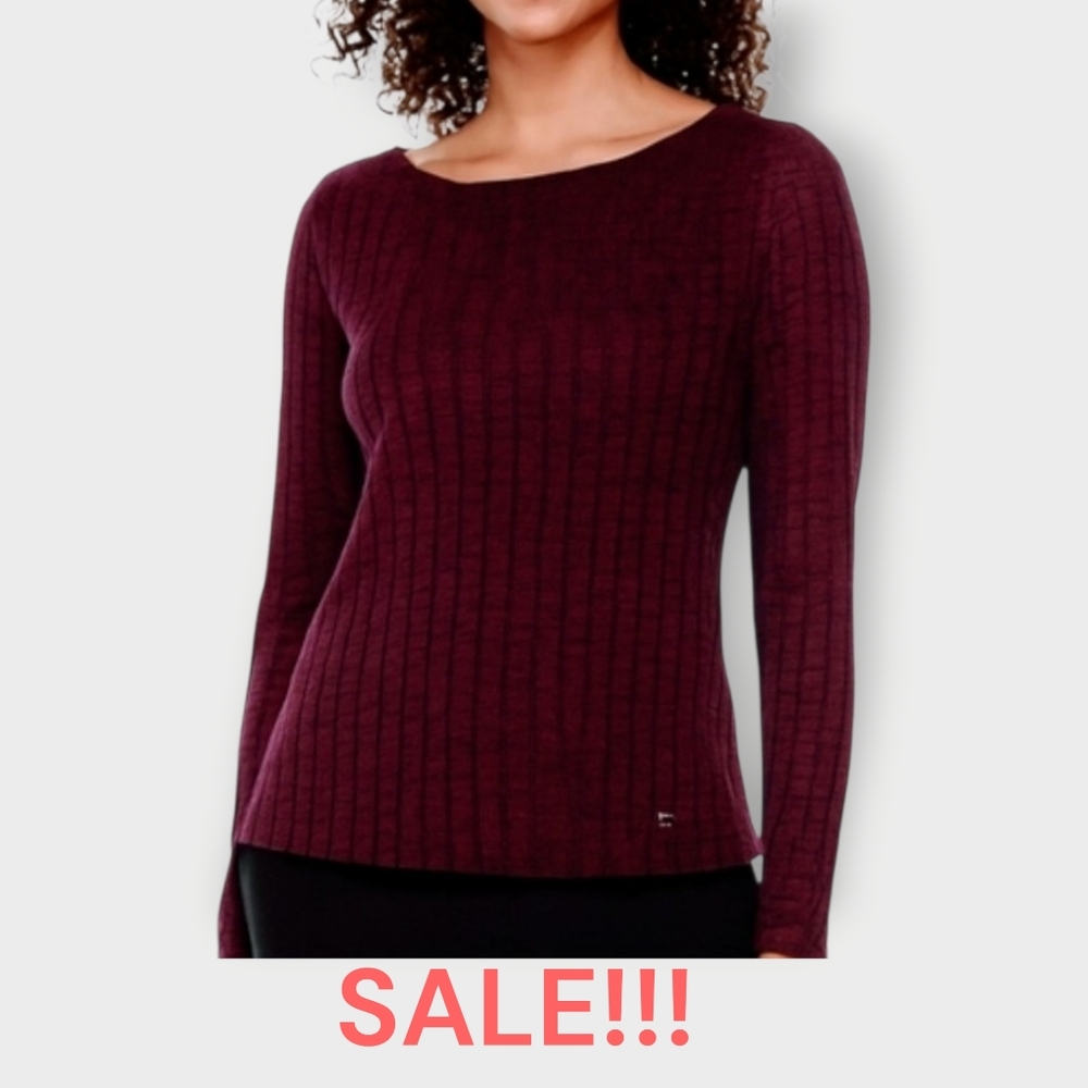 Nine West, Stretchy Shirt W/Twisted Keyhole Back Detail, Maroon, Size Small